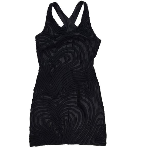 Samuel Dong Mini Dress Size Small Black Bodycon Fitted Embroidered Sleeveless - Picture 3 of 8